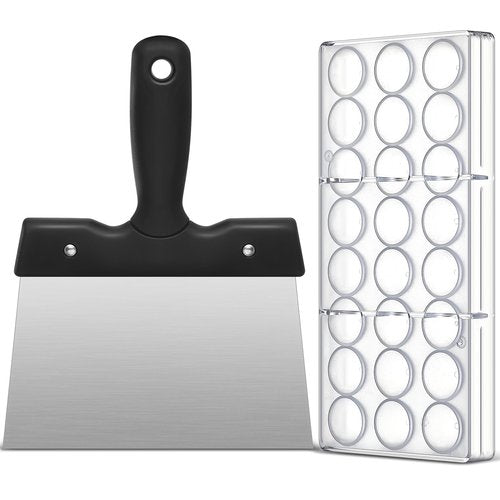 Baderke Polycarbonate Chocolate Molds with Chocolate Scraper Mould Bullet Clear Hard Plastic for Smoothing Cheese Cream Cake Scraper(Bullet)