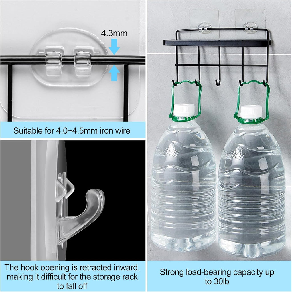 Vivinin Shower Caddy Adhesive Replacement - No Drilling Hooks for Bathroom & Kitchen | 15 Pack