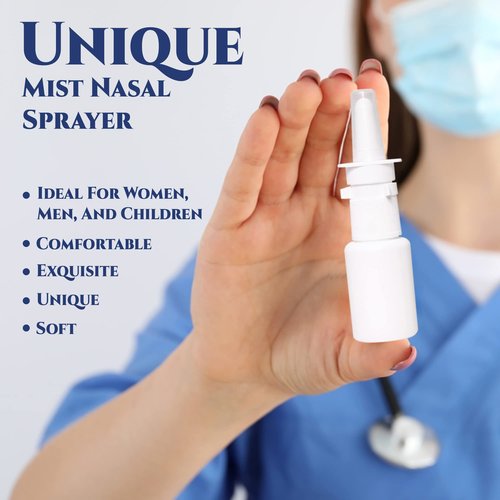 Jully 3-Pack 20ML Unique Mist Nasal Sprayer - Empty Refillable Pump Sprayer for Nose, Medical, Home Remedy, Saline. Improved Modern Design, Sturdy HDPE Plastic, Easy to Use Dosage Mechanism