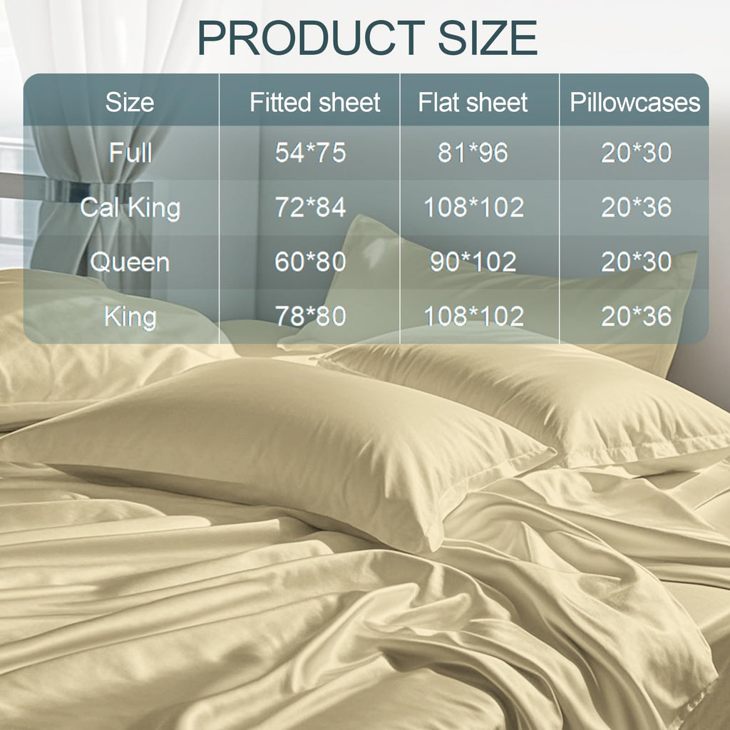 Full Sheets │ 100% Viscose Derived from Bamboo │ Ultra Soft Fitted Sheets with 4 Elastic Straps │ 18 Inch Deep Pocket │ Cooling for Hot Sleepers