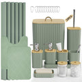 InnJoey Bathroom Accessory Set - 25PC Bathroom Sets with Shower Curtain and Rugs, Sage Green Bathroom Set, Bathroom Accessories Set, Shower Curtain Sets with Rugs, Bathroom Trash Can & Soap Dispenser