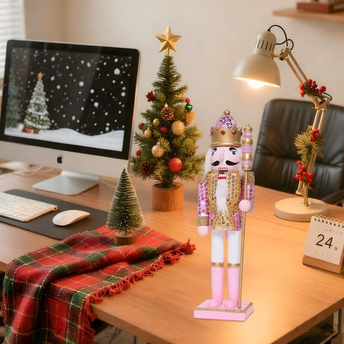 OEUVI Christmas Nutcracker Decor 11.8 Inch Wooden Nutcracker Ornament Soldier Figure Festive Collectible Nutcracker Gift Suitable for Table, Desktop, Fireplace Decoration Christmas Party Supplies