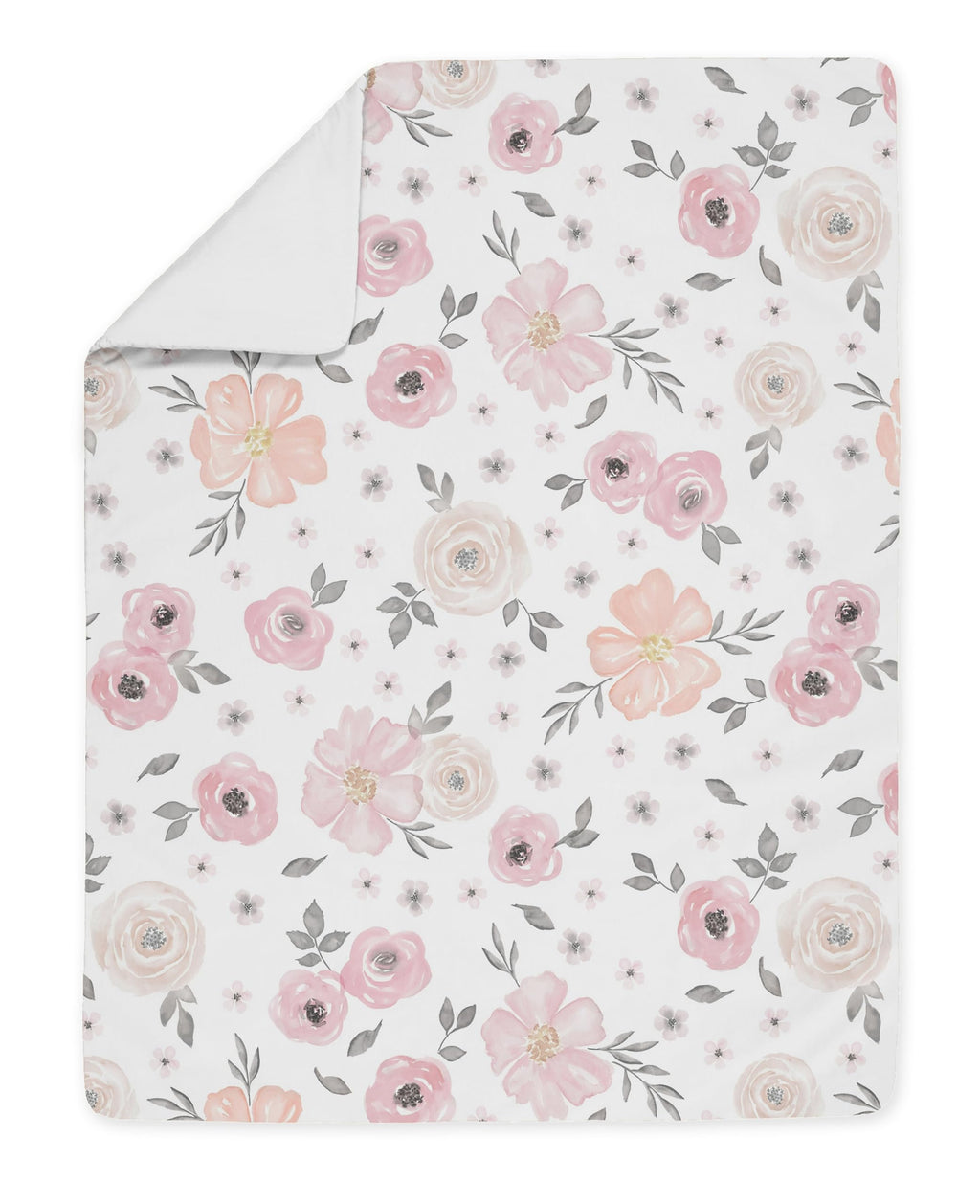 Sweet Jojo Designs 5-Piece Toddler Bedding Set (Pink/Grey Boho Floral) for Girls, Kids incl. Bed in a Bag Comforter, Blanket, Pillowcase, Sham & Sheets (Watercolor, Elegant Rose, Farmhouse, Nature)