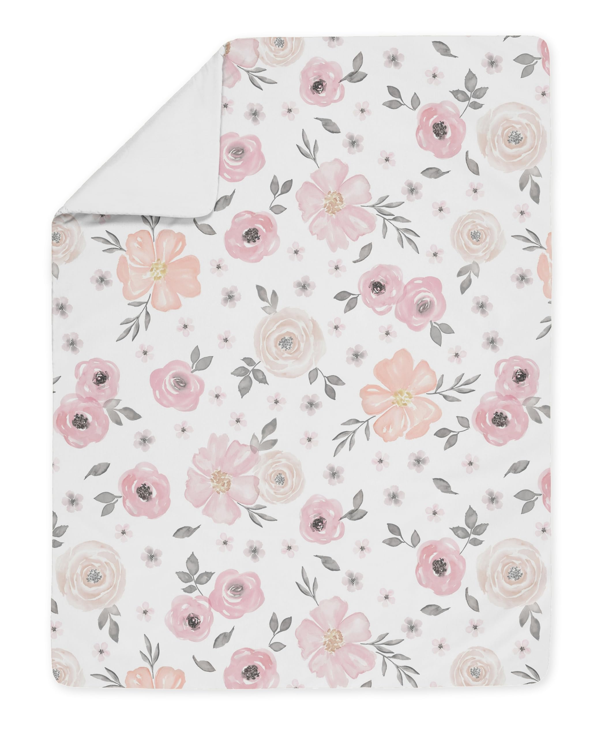 Sweet Jojo Designs 5-Piece Toddler Bedding Set (Pink/Grey Boho Floral) for Girls, Kids incl. Bed in a Bag Comforter, Blanket, Pillowcase, Sham & Sheets (Watercolor, Elegant Rose, Farmhouse, Nature)