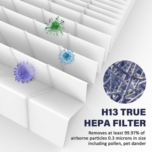 4 Pack HAP602 Air Purifier Replacement Filter for ECOSELF HAP602 HAP602WF Air Purifier, 3-Stage H13 True HEPA Filter Replacement