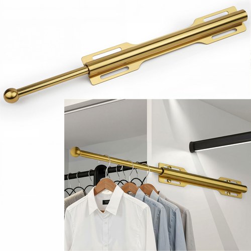 LOMILD Valet Rod for Closet Pull Out, Rod for Bedroom Laundry Room Bathroom, Brushed Gold
