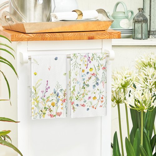 Artoid Mode Wildflower Floral Spring Kitchen Towels Dish Towels, 18x26 Inch Farmhouse Summer Decoration Hand Towels Set of 2