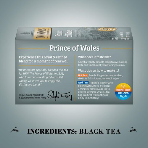 Twinings Prince of Wales Tea – A Light & Velvety Smooth Caffeinated Black Tea, Individually Wrapped Tea Bags, 20 Count (Pack of 4)