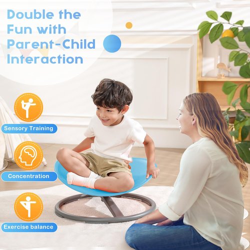 BABAMU Spinning Chair for Autistic Kids, Sensory Swivel Chair, Autism Sensory Products, Autism Toys, Sensory Toy for ADHD Children, Training Body Coordination (Blue)