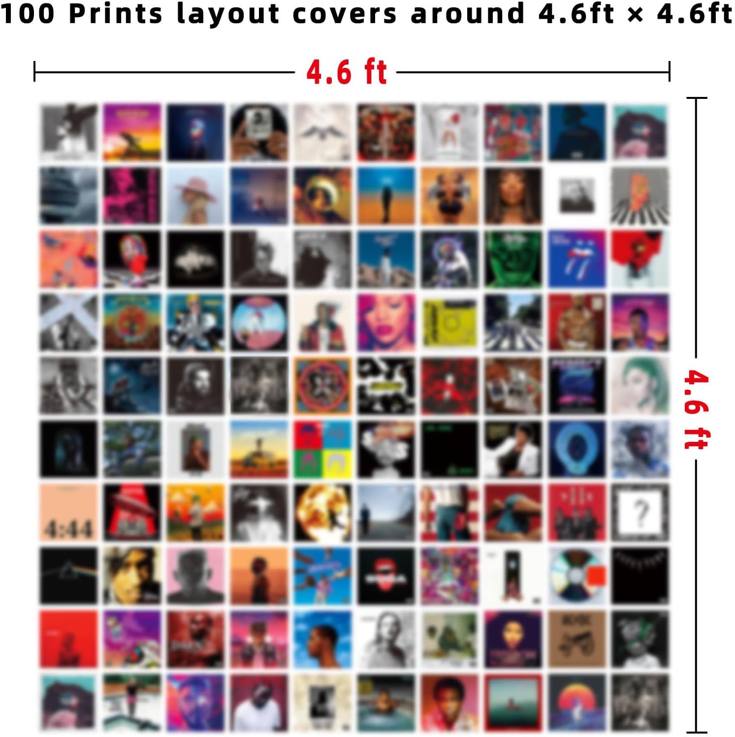 Art·Zone 100 Pcs 5x5 Inch | Wall Collage Kit for Bedroom Decor, Album Covers & Music Themes