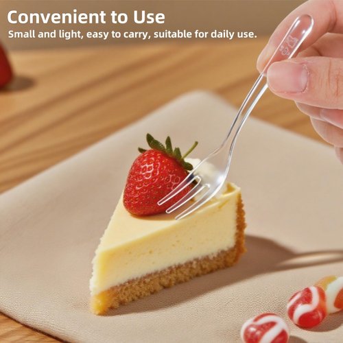 Covzoe 500 Pieces Plastic Mini Forks, 3.7 x 0.6 Inch Clear Small Dessert Forks, Disposable Tiny Appetizer Fork, Exquisite Mini Tasting Forks Utensils for Fruit Cakes Party Serving Supplies