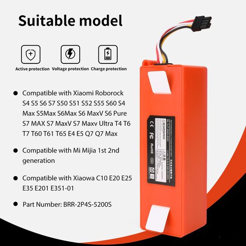 for Roborock S6 Battery - for Roborock S7 Battery - Replacement Battery for Roborock S5 S6 S7 S50 S51 S52 S55 S5 Max S6 Max Lithium Ion 14.4V for Xiaomi Sweeper Robot Cleaners