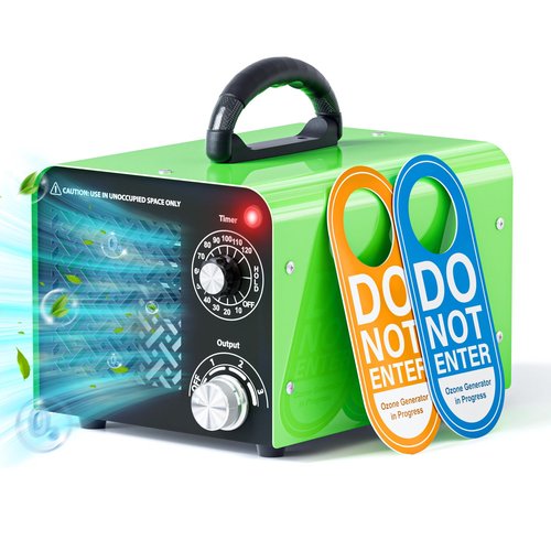 Ozone Generator 90,000mg, 3-Level Ozone Adjustment and Triple-Layer Ozone Output Board–Ozone Machine for Areas Up to 5,500 sq. ft,Ozone Odor Eliminator for Home, Cars, Rooms, Smoke, and Pet (Green)