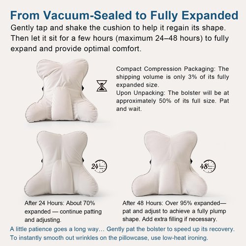 Ailuteie Lumbar Support Pillow(Pat. Pend) – Multi-Functional Ergonomic Back Cushion for Sofa Chair, Car Seat & Sofa, Reading Pillow with Firm Multi-Zone Support to Relieve Lower Back Pain, Misty White