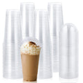 Lilymicky 90 Sets 20 oz Clear Plastic Cups with Dome Lids, 20 oz Disposable Plastic Drinking Parfait Cups for Ice Coffee, Smoothie, Frappuccino, Bubble Boba