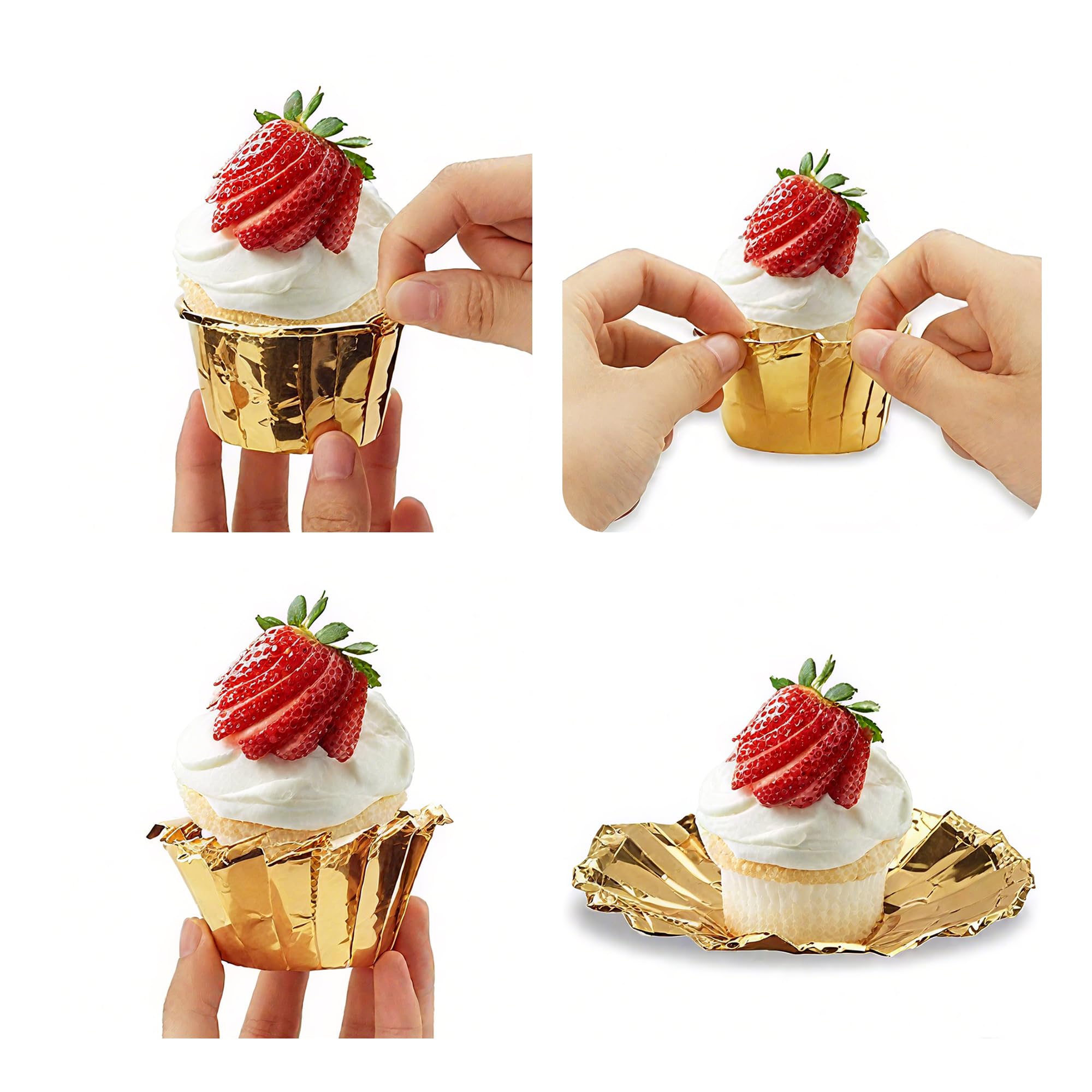 pson 50Pcs 3.5 Oz Cupcake Baking Cups, Disposable Aluminum Metallic Foil Muffin Liners for Baking, Party, Wedding, Holiday(Gold)