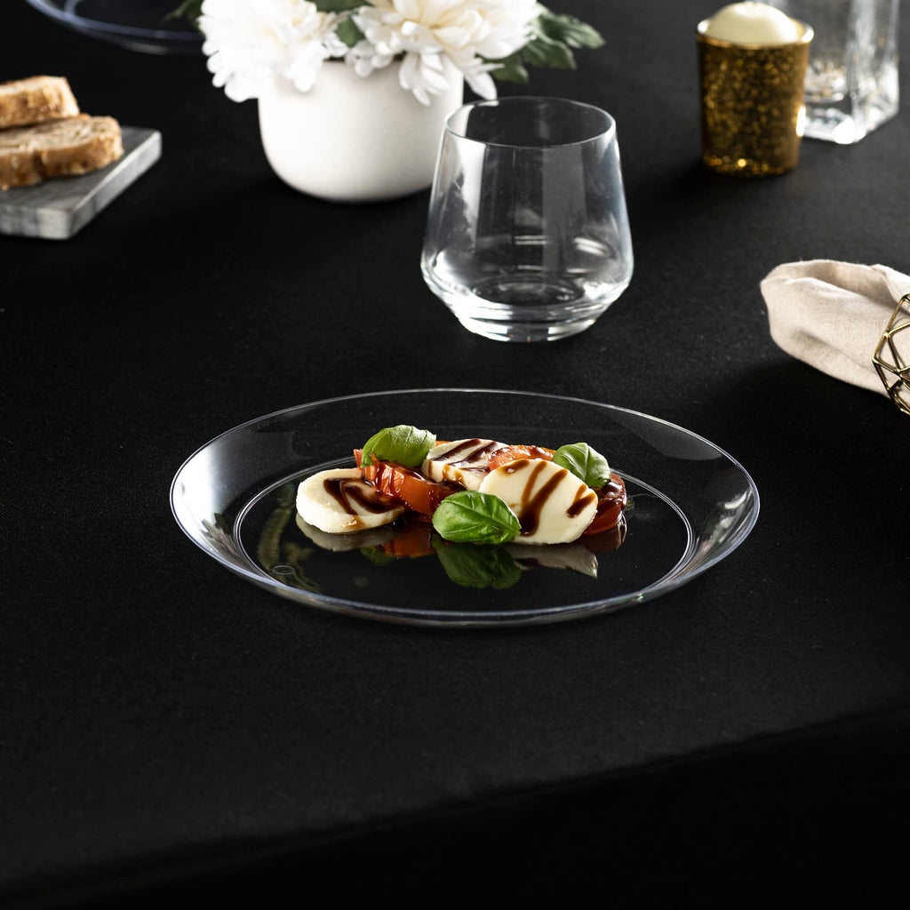 [9'' 240 Pack] 9'' inch Premium Heavy Weight Crystal Clear Classy Disposable hard Plastic Entree plates