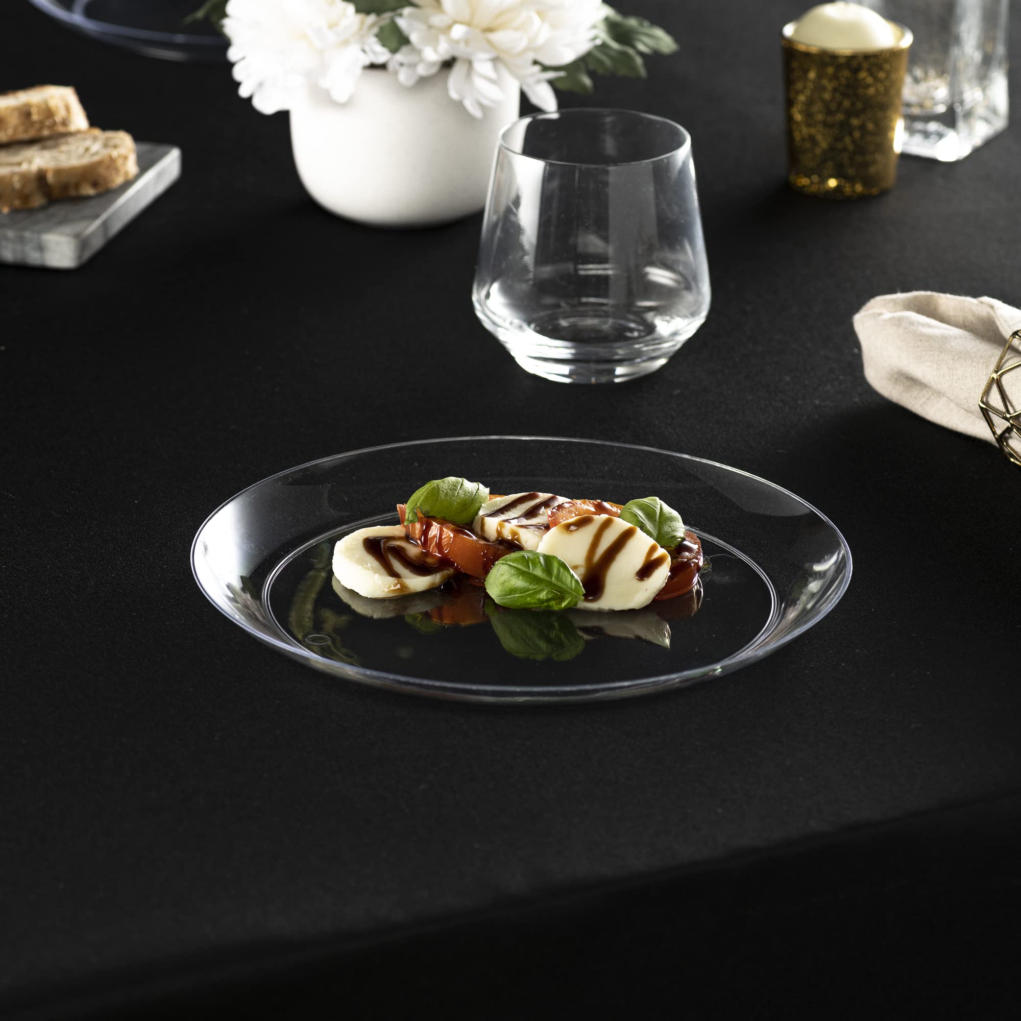 [9'' 240 Pack] 9'' inch Premium Heavy Weight Crystal Clear Classy Disposable hard Plastic Entree plates