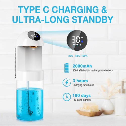 Automatic Mouthwash Dispenser for Bathroom, 20.29 Oz Dispensers with Magnetic Cups,Wall Mounted Dispenser,3 Dispensing Levels,Bathroom Accessories,House-Warming Gifts (White)