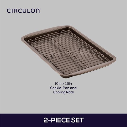 Circulon Nonstick Bakeware Set - Nonstick Cookie Sheet & Cooling Rack | 2-Piece, Chocolate Brown