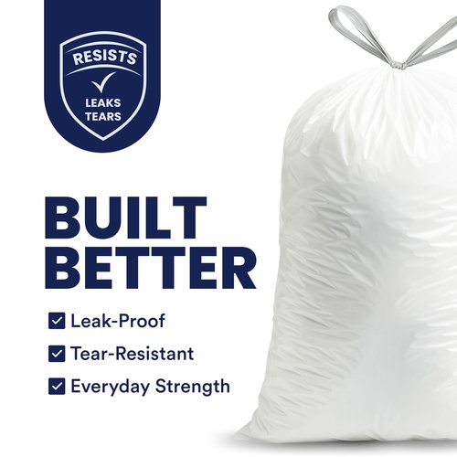 Plasticplace 13 Gallon White Drawstring Trash Bags │ 1.2 Mil │ Lavender and Soft Vanilla Scented Garbage Can Liners │ 24" x 31" (50 Count)