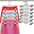 Skiennix Pants Hangers with Clips - Space-Saving 6-Tier Closet Organizer | 360° Swivel Hook - 4 Pack