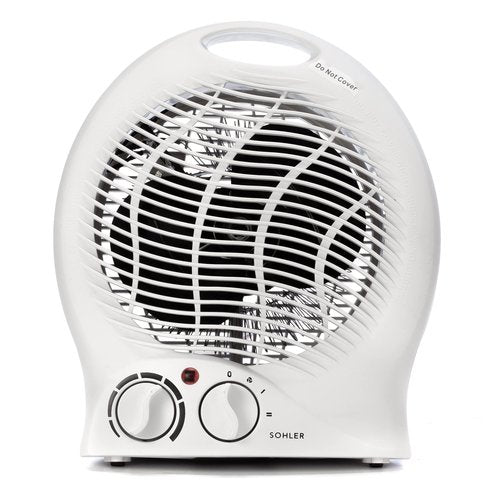 Sohler Portable Electric 1500W Fan Heater with Adjustable Thermostat, Overheat and Tip-Over Protection, ETL Certified, Ideal for Home & Office, White