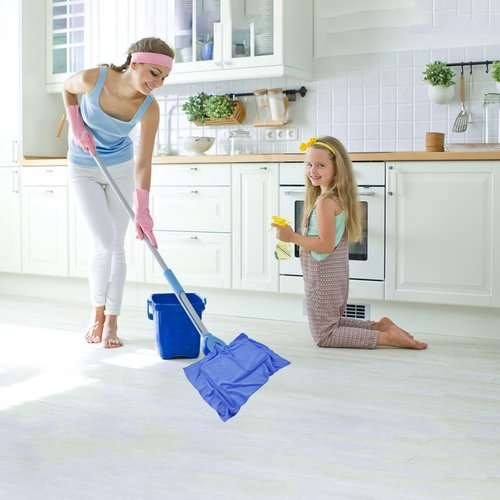 CODOHI 6 Pcs Extra Large Microfiber Cleaning Cloth, 20" x 30" Washable Reusable Large Floor Cloth Rags, Microfiber Towels for Mop Cleaning Office Bathrooms Housekeeping (Blue, White)