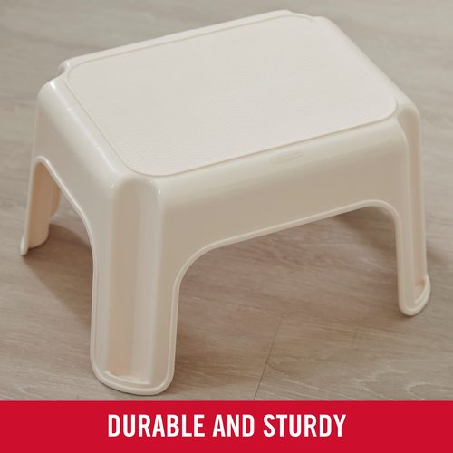 Rubbermaid Roughneck Step-Stool Bisque Lightweight Holds up to 300 pounds Ideal for Kitchen-Bath Skid-Resistant