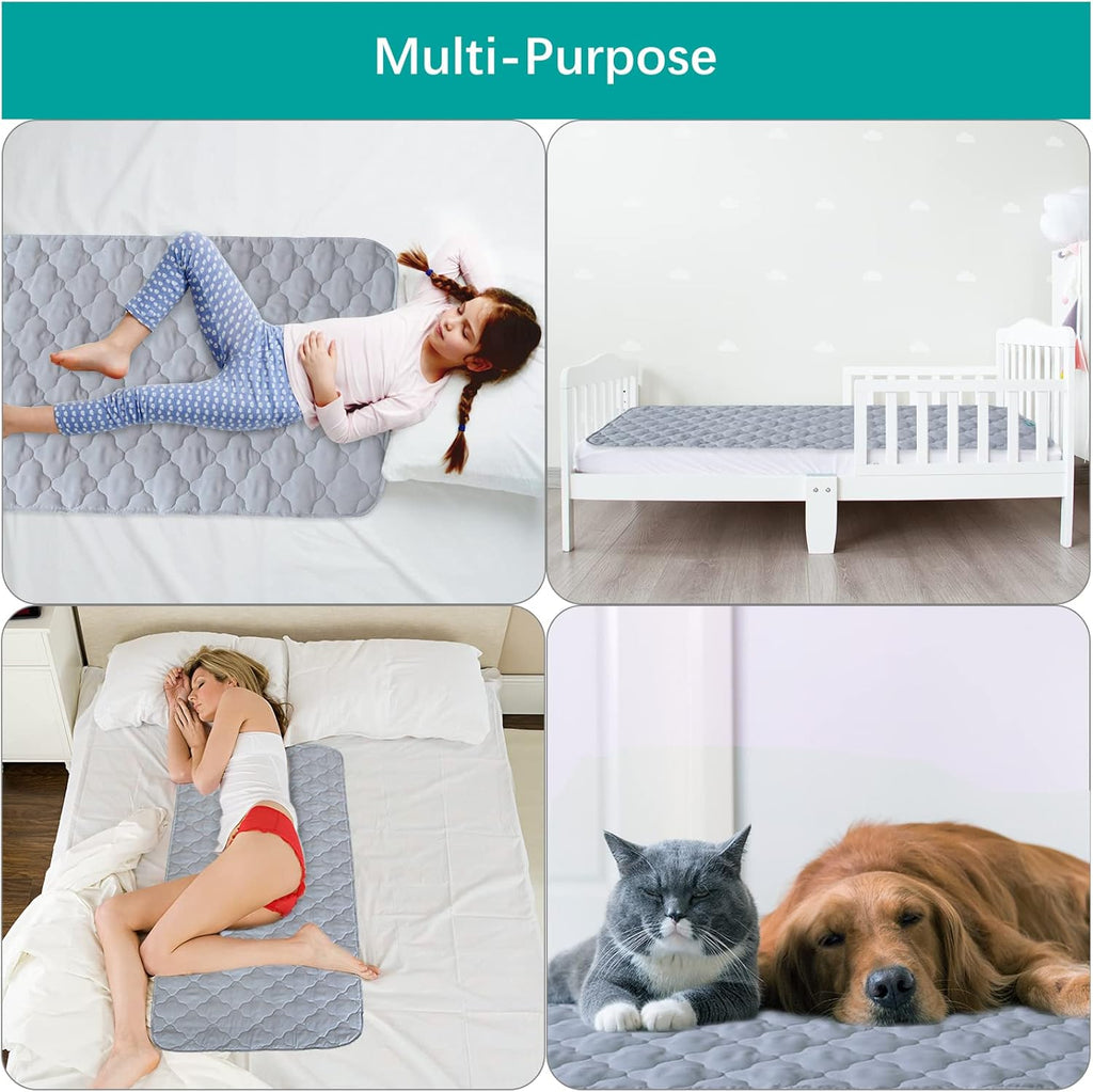 Skiennix Waterproof Crib Mattress Protector Pad - Non-Slip & Absorbent | 2 Pack, 28" x 52", Quilted Grey