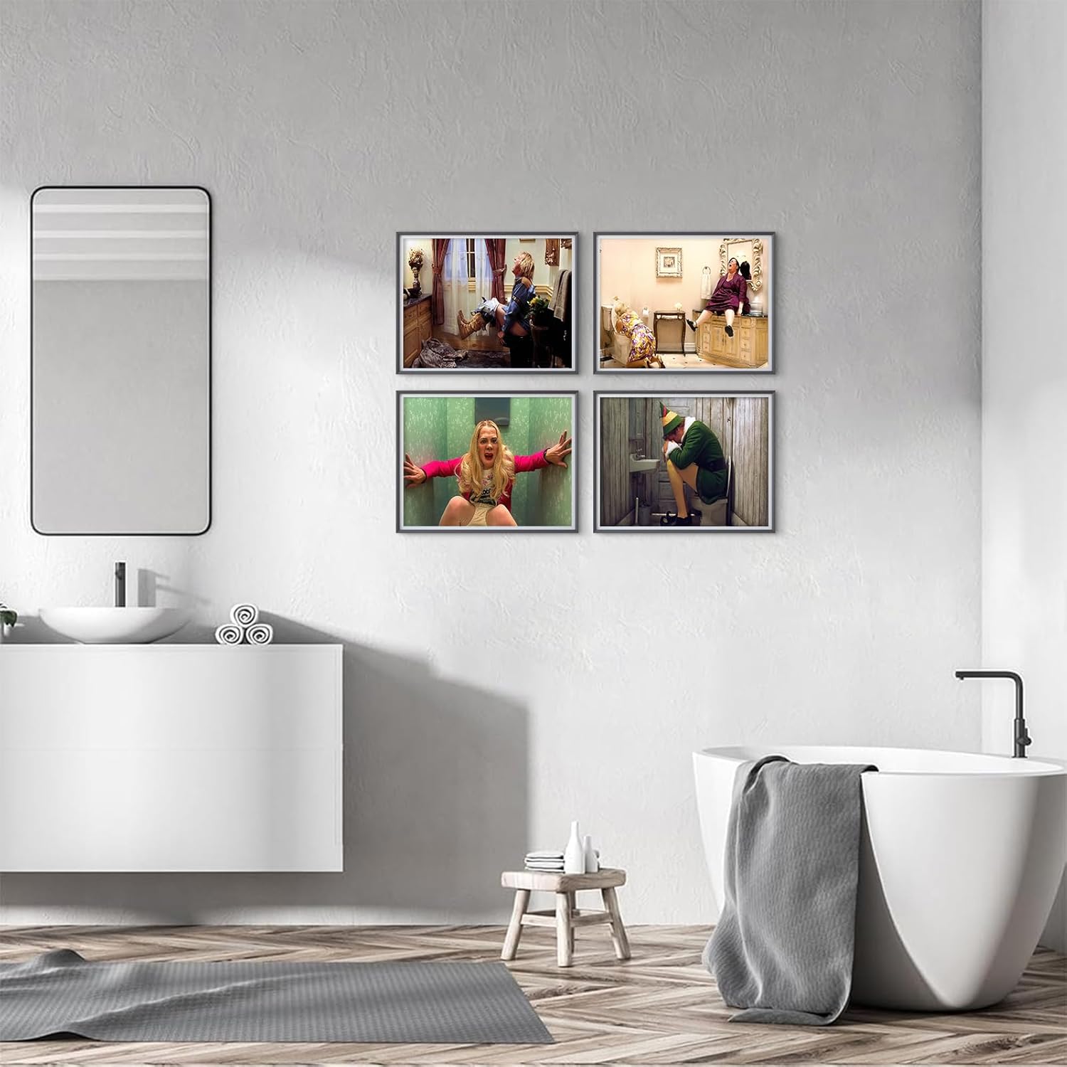 Regine Switzerland Funny Bathroom Canvas Wall Art Set - Humorous Dumb and Dumber Movie Posters | Unframed 11x14 Inch