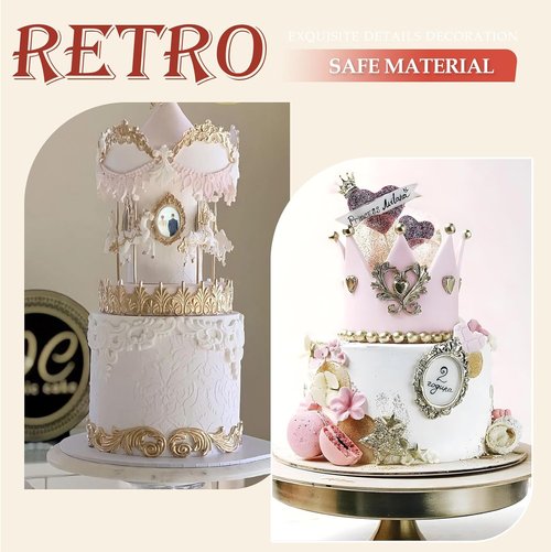 JJUNW Silicone Photo Frame Molds - 4 Pcs Baroque Style for Cake Decoration & Crafting