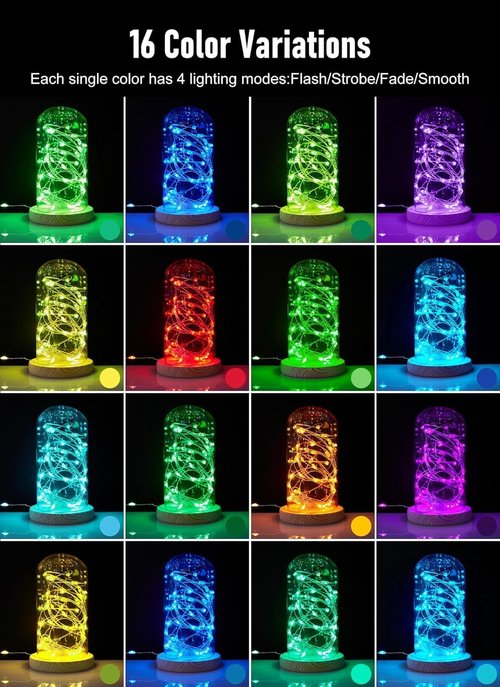 Minetom Color Changing Fairy String Lights - 33 ft 100 LED USB Silver Wire with Remote & Timer | 16 Colors for Indoor Christmas Decor