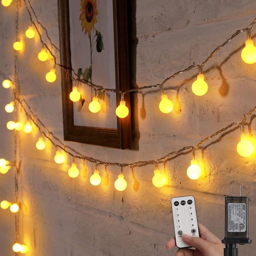 Minetom Globe String Lights - 33 Feet 100 LED Fairy Lights with Remote | 8 Modes for Indoor & Outdoor Decor