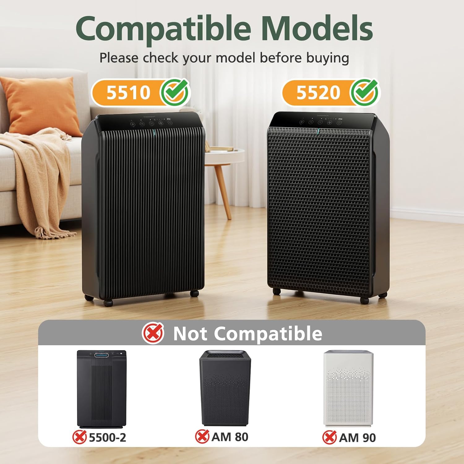 Winix 5510 5520 Replacement HEPA & Activated Carbon Air Filter Combo | 2+2 Pack for Dust, Pollen & Smoke
