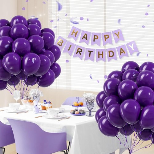 Dark Purple Balloons | 12-Inch Latex Party Balloons - 50pcs for Weddings, Baby Showers & Birthdays