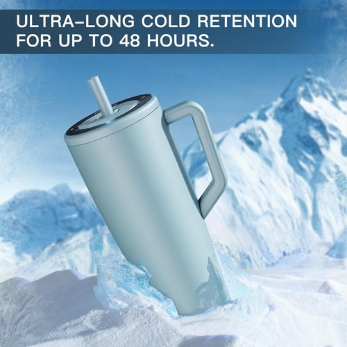LOONLAI Leak proof No Spill Insulated Water Bottle 40 Oz Leakproof Tumbler Cup with Handle and Flip Straw (Rose Taupe)