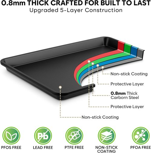 Half Sheet Pan by [Brand Name] - 17.3” x 13.1” Non-Stick Baking Sheets | Heavy-Duty Cookie Trays