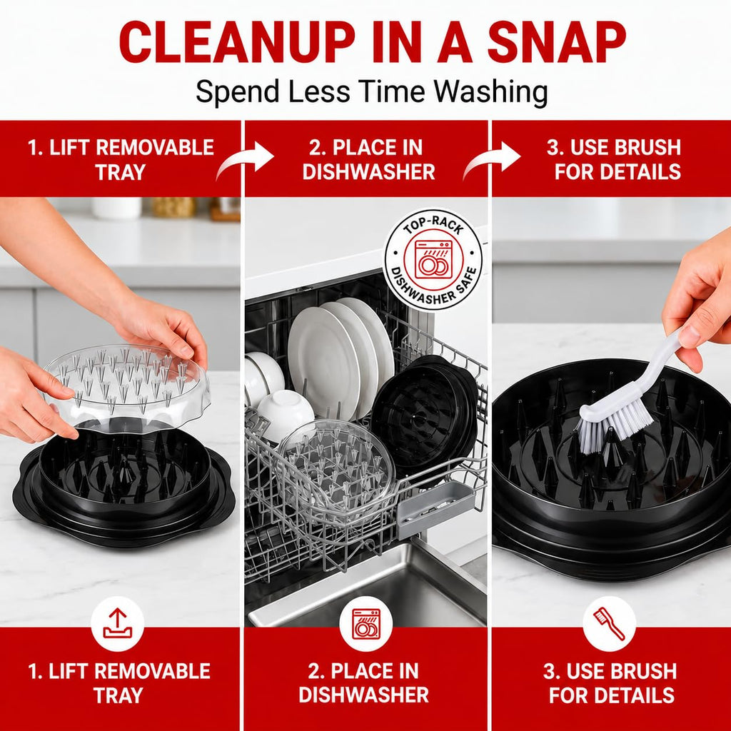 Haarshe Upgraded 5-in-1 Large Chicken Shredder with Cleaning Brush & Tong 10'' Pro Chicken Shredder Tool Twist Large Stable Anti-Slip Ergonomic Handle Removable Tray Dishwasher Safe, BPA Free
