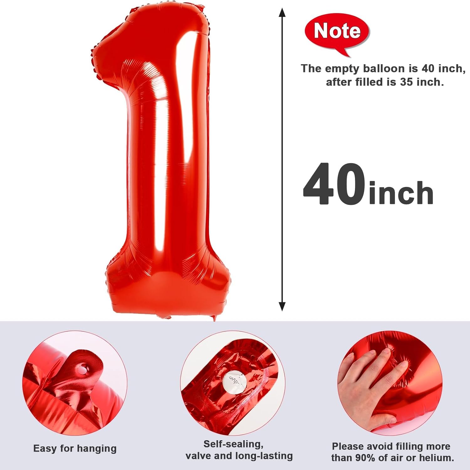 Red Number 19 Balloon - 40-Inch Foil Birthday Decoration for Men & Women | Perfect for Parties & Celebrations