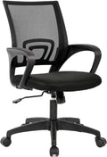 BestOffice Ergonomic Office Chair - Mid-Back Swivel Design with Breathable Backrest & Lumbar Support - Adjustable Height & Rolling Wheels - Black for Adults & Women