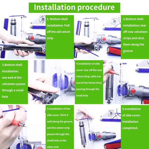 tuvisin Soft Plush Strip Replacement Compatible with V6 V7 V8 V10 V11 Soft Roller Cleaner Head, Bottom Strip/Felt Strip Replacement Parts