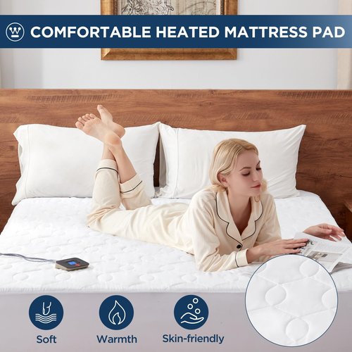 Westinghouse King Size Heated Mattress Pad, Luxury Quilted Electric Bed Warmer with10 Heat Settings Dual Control & 1-12 Hours Auto Off, Fit Up to 17" Deep Pocket, Machine Washable, 78x80 Inch