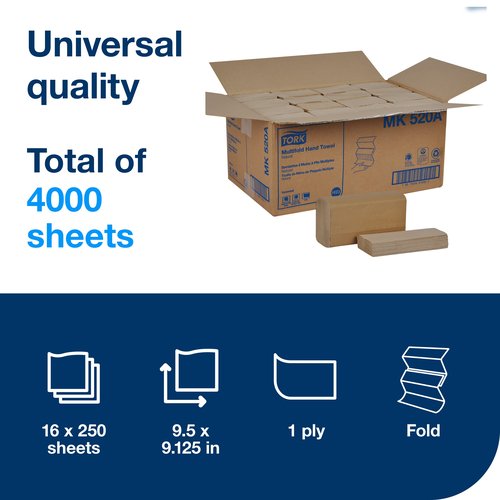 Tork Paper Hand Towel Roll Natural H21 (6 Rolls) and Tork Multifold Hand Towel Natural H2 (16 Packs)