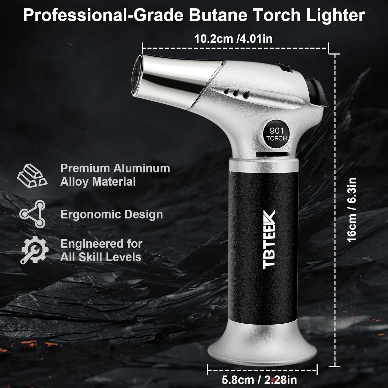 TBTEEK Butane Torch - Adjustable Flame Kitchen Torch with Safety Lock for Cooking & Baking | Ideal for BBQ, Brulee, DIY Soldering