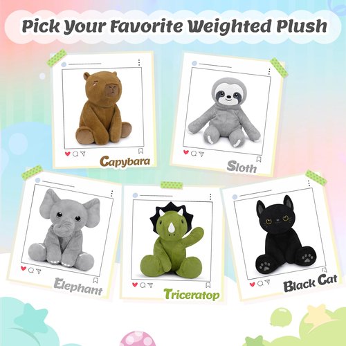 BRICHOEE Weighted Stuffed Animals, 5lbs Black Cat Plush Calming Weighted Black Cat Stuffed Animals, Cute Plush Toy Sensory Plushie Pillow Birthday Gifts for Adults Baby Kids Boys Girls