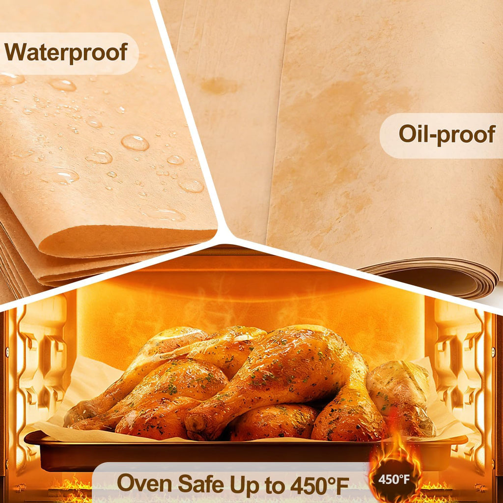 Unbleached 400Pcs Silicone Coated Parchment Paper Sheets | 12x16 Inch Non-Stick Baking Paper for Oven & Air Fryer