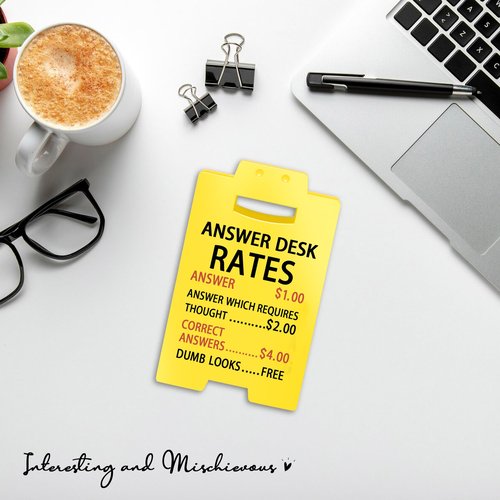 Smilelife Employee Appreciation Gifts Funny Office Cubicle Decor Answer Desk Rates Desk Sign Team Office Gag Gifts for Coworker Teammate Employee Boss Manager
