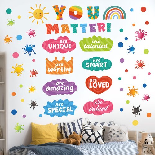 DECOWALL Colour Quote Wall Stickers Decals Inspirational Letter Educational for Bedroom Living Room Home décor Art Positive Motivational Phrases Classroom Nursery School Peel Stick Kid (DS9-8082)