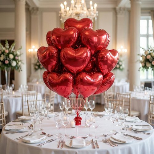 18 Inch Red Heart Balloons, 24 Pcs Valentine's Day Foil Heart Shaped Balloons Decoration for Romantic Valentines Wedding Bridal Shower Anniversary Engagement Valentine's Day Party Supplies